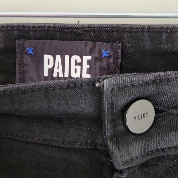 PAIGE | Hoxton Jeans Ultra Skinny Ankle Black Croc Luxe Coating Sz 29 - Picture 4 of 8
